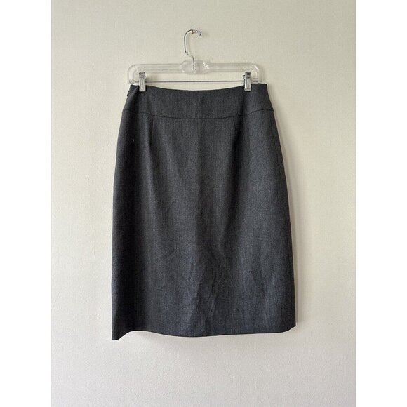Prada Made In Italy Wool Skirt  Front Slit Side Zip Gray Career Size 44 Waist 30 - Picture 3 of 11